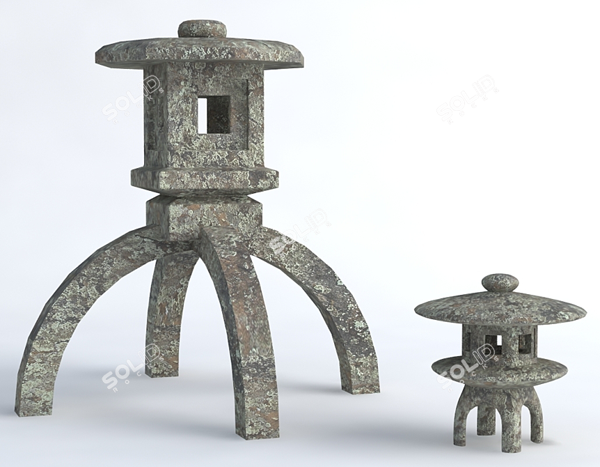 Zen Garden Lantern: Authentic Japanese Design 3D model image 1