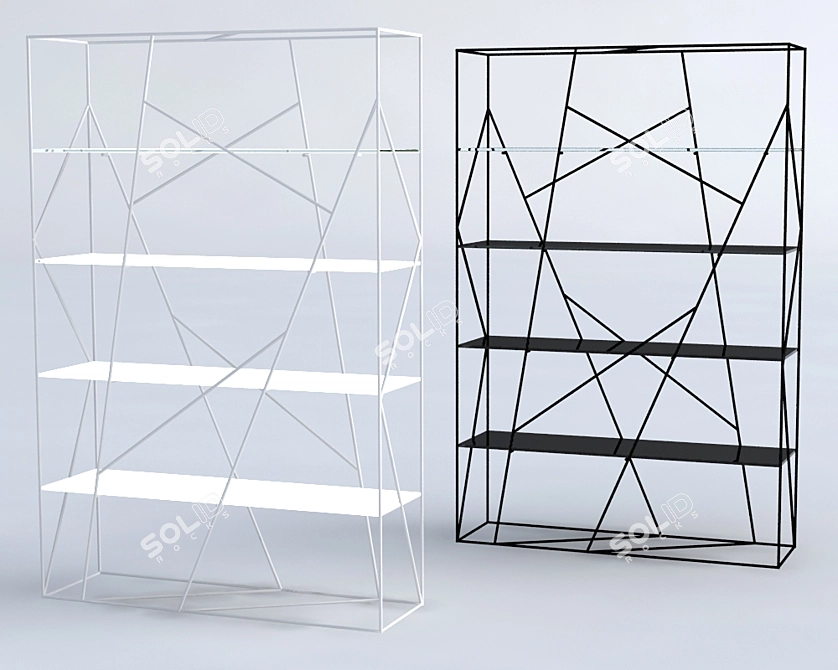 Elegant Metal and Glass Shelving: Bedroom "Naviglio 3D model image 1