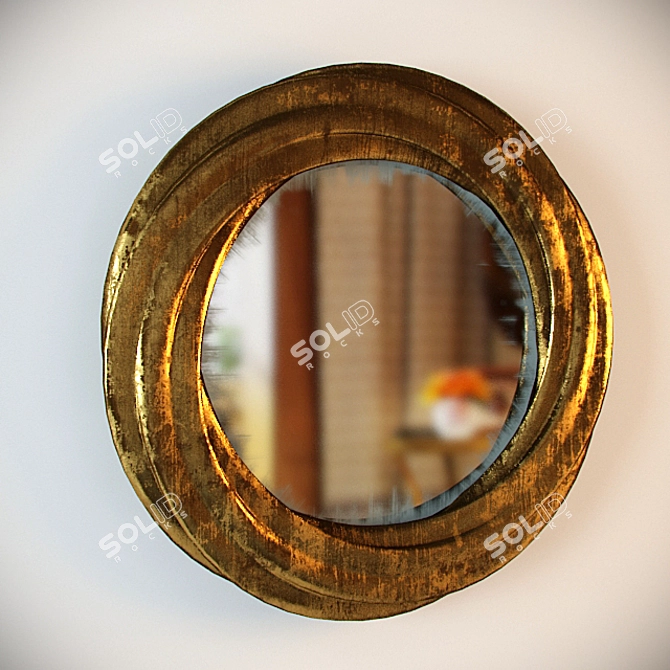 Elegant Round Vintage Mirror 3D model image 1