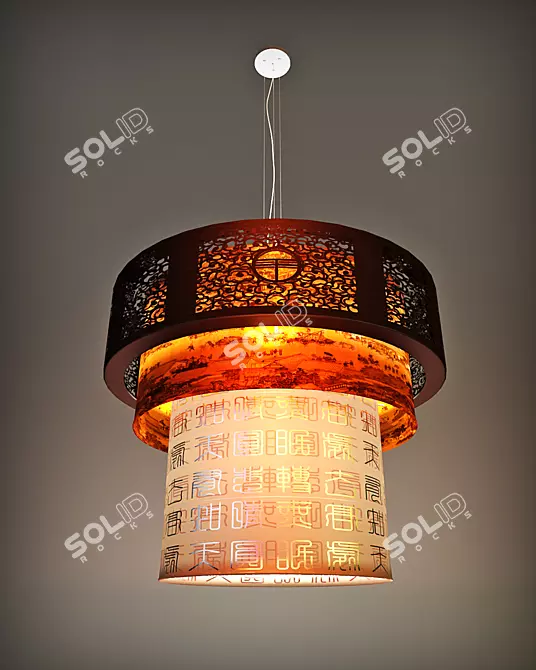 Handcrafted Chinese Lantern Decor 3D model image 1