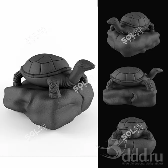 Stone Turtle Sculpture 3D model image 1