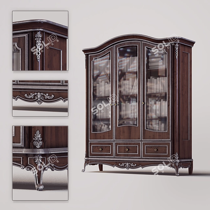 Elegant Wood Bookcase 3D model image 1