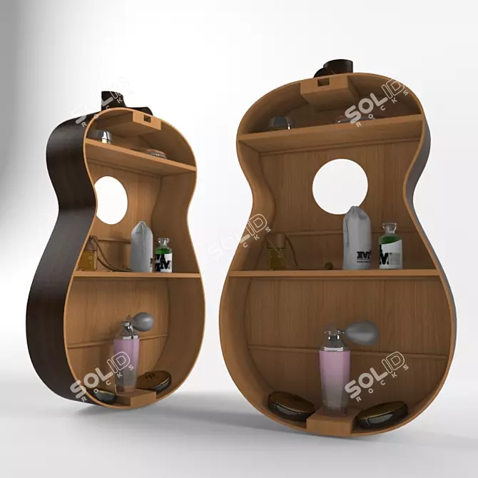 Title: Guitar-inspired Bedroom Shelf 3D model image 1