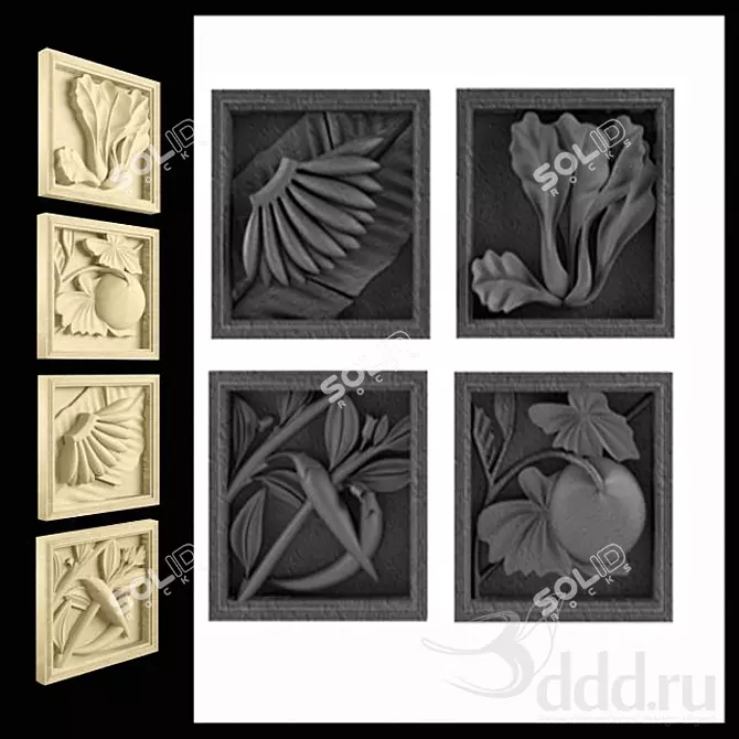 Artistic Plaster Relief: Decorative & Vibrant 3D model image 1