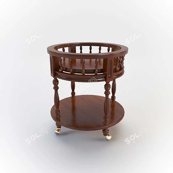 Classic Wooden Flower Table 3D model image 1