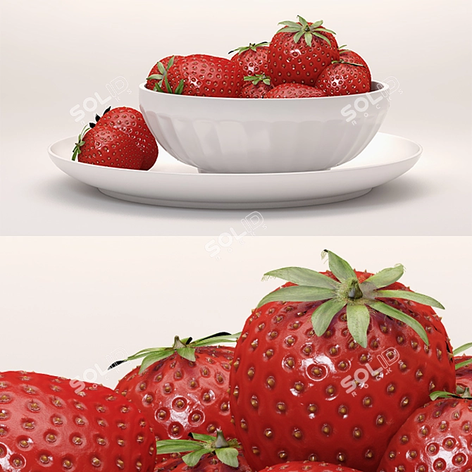 Plastic Strawberry in Special Bowl 3D model image 1