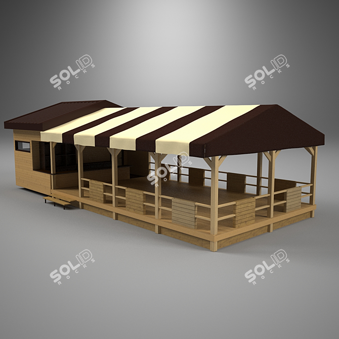 Sunny Terrace: The Perfect Summer Café 3D model image 1