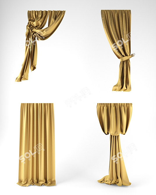 Stylish Curtain Assortment 3D model image 1