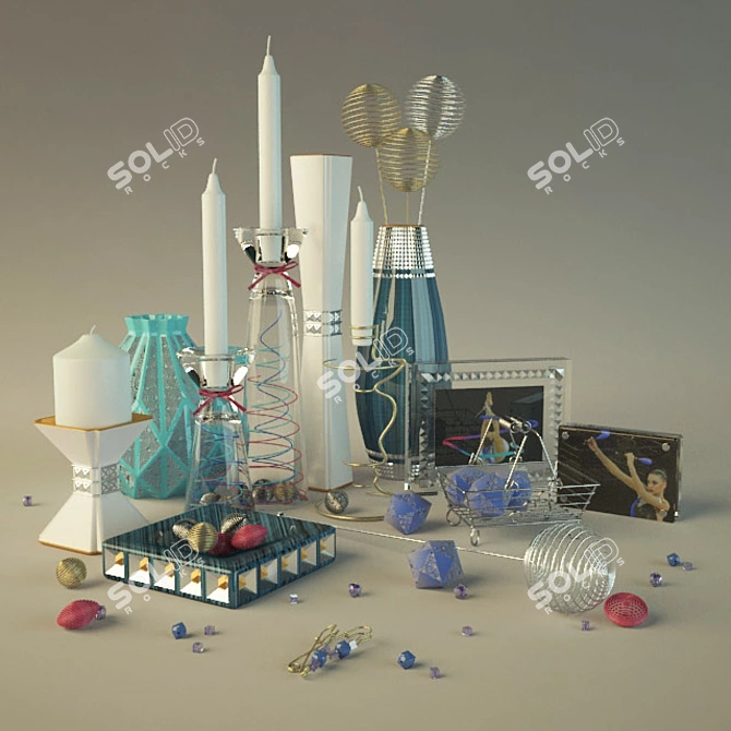 Elegant Home Décor Set 3D model image 1