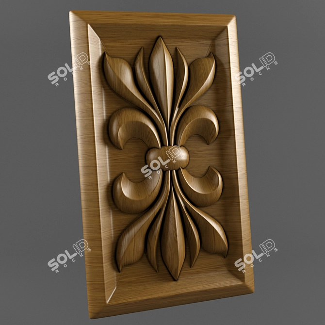 Elegance in Wood: Rosette Carved 3D model image 1