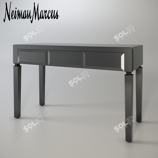 Sleek Black Glass Writing Table 3D model image 1