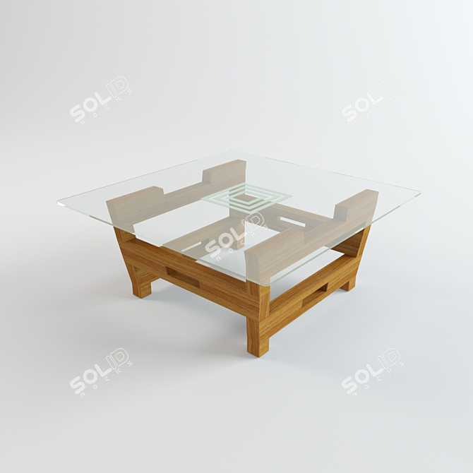 Stylish Textured Coffee Table 3D model image 1