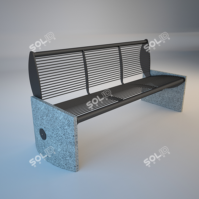 Classic Wooden Bench 3D model image 1