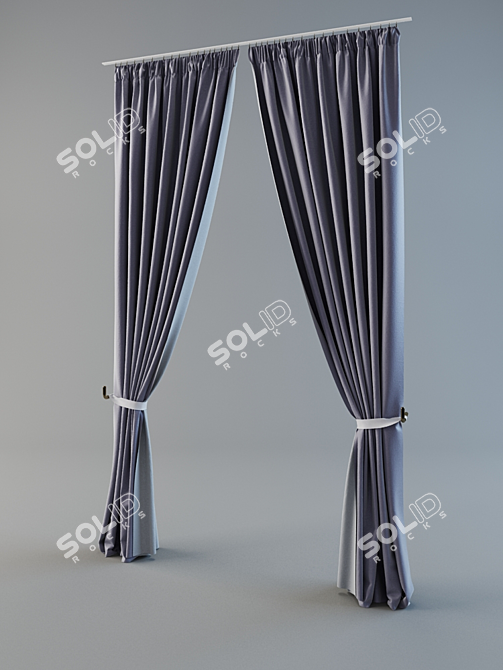 Elegant High Curtains H=2900 3D model image 1