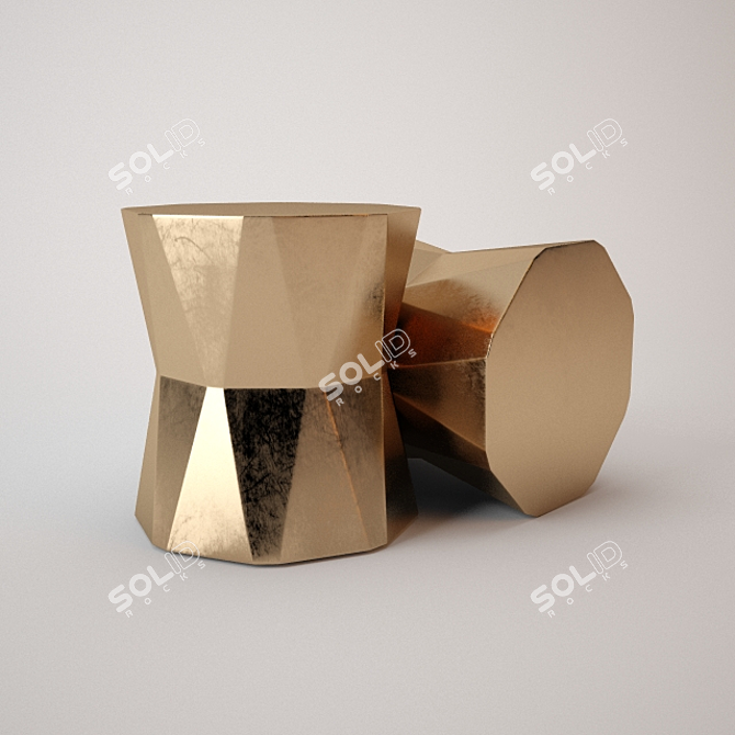 Elegant Faceted Ceramic Side Table 3D model image 1