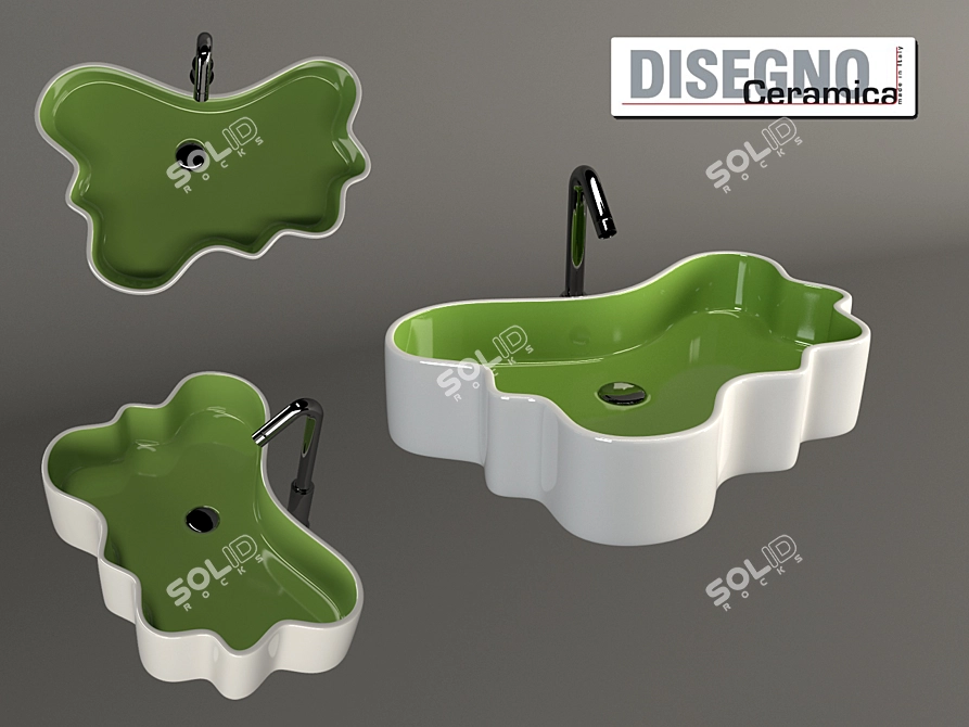 Mini Splash: Stylish Ceramic Sink 3D model image 1