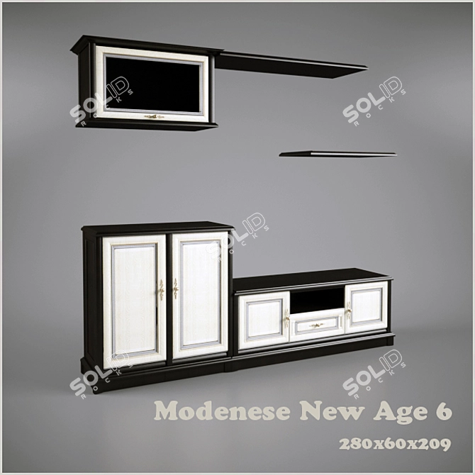 Elegant Modenese TV Wall Unit 3D model image 1