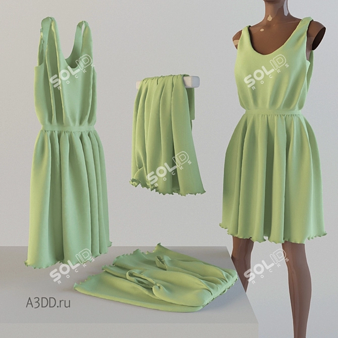 Versatile Summer Dress: 4 Styles 3D model image 1