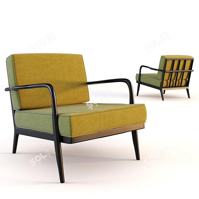 Modern Rail Back Lounge Chair 3D model image 1