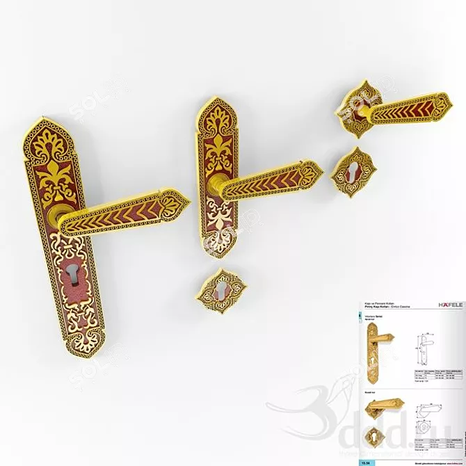 Elegant Hafele Door Handle: Enrico Cassina 3D model image 1