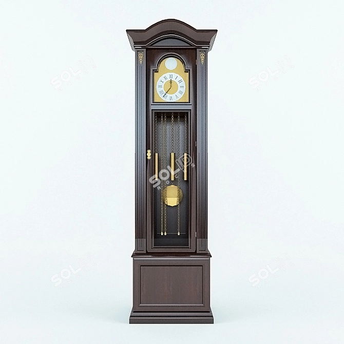 Vintage Brass Floor Clock 3D model image 1