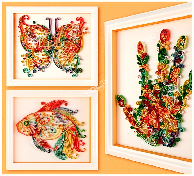 Whimsical Quilling Decor 3D model image 1