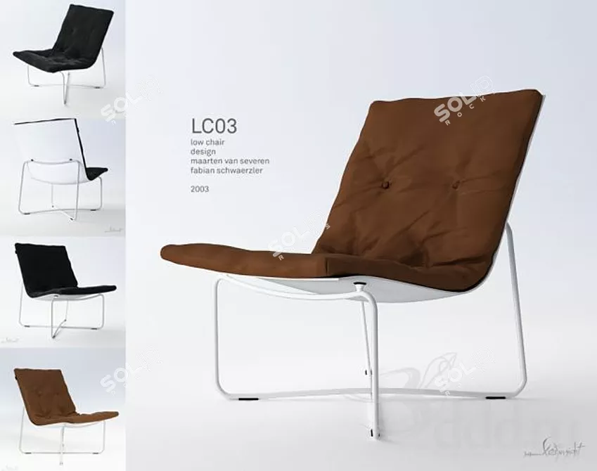 Sleek Low Chair: Minimalistic & Elegant 3D model image 1