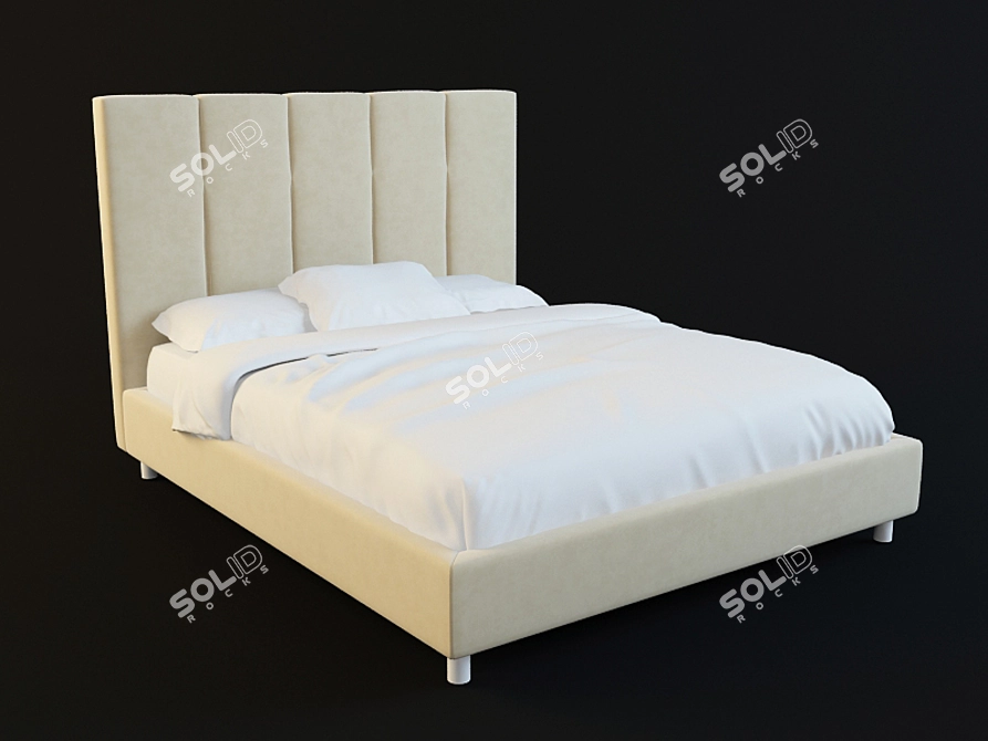 Soft Headboard Bed 3D model image 1