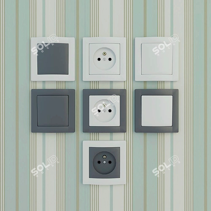 Modern Outlet Switches 3D model image 1