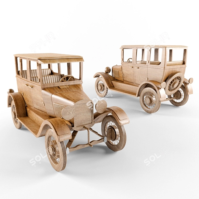 Wooden Classic Car Model 3D model image 1