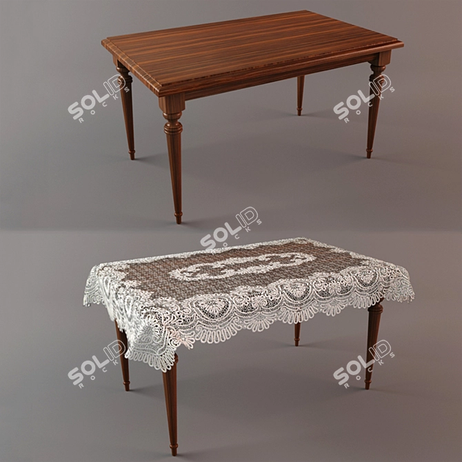 Elegant Desk with Lace Cover 3D model image 1