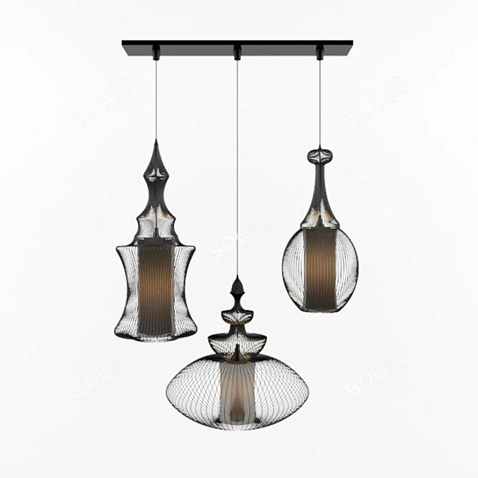 Triple Lamp Swing Pendant 3D model image 1