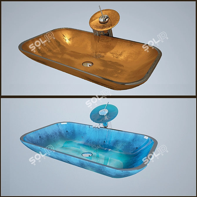 Elegant Kraus Blue Glass Sink 3D model image 1