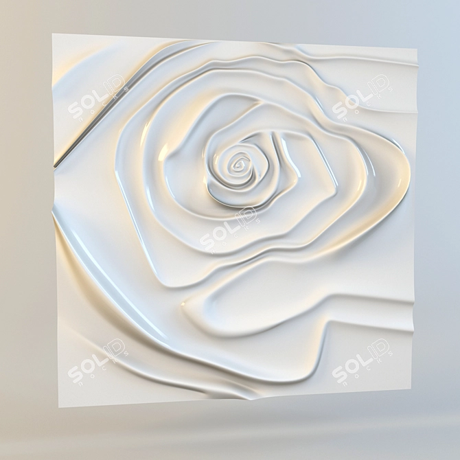 Elegant Rose Relief Sculpture 3D model image 1