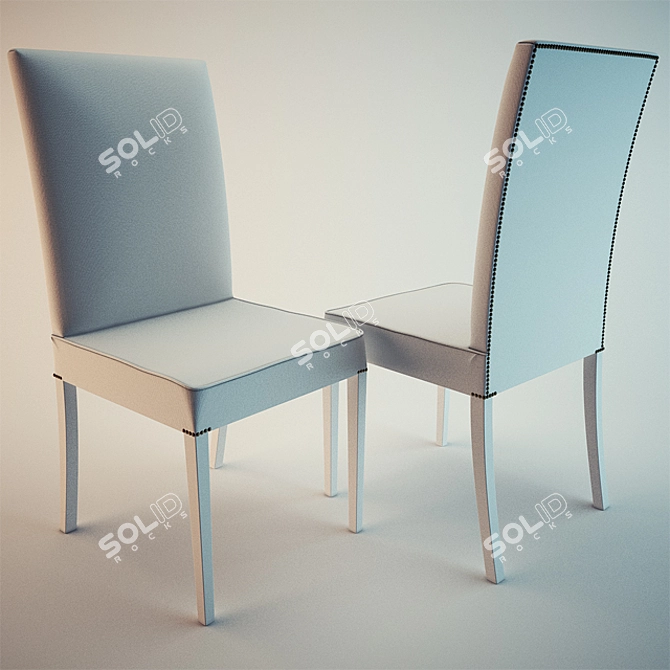 Modern White Chair with Bronze Studs 3D model image 1