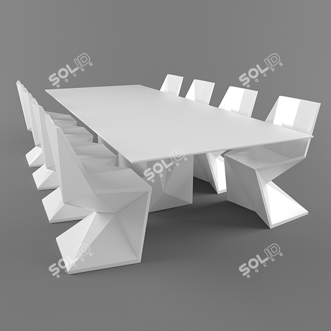 Modern Outdoor Dining Set: Vondom FAZ Mesa 300 & Vertex Silla 3D model image 1