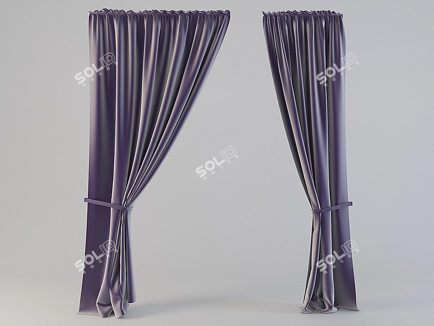 Modern Style Curtains (Set of 3) 3D model image 1