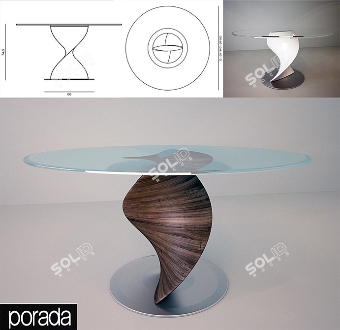 Italian Porada Elika Dining Table 3D model image 1