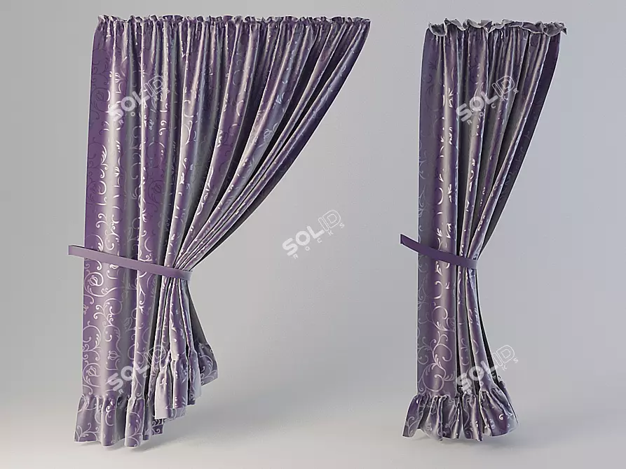 Modern Design Curtains (Set of 5) 3D model image 1