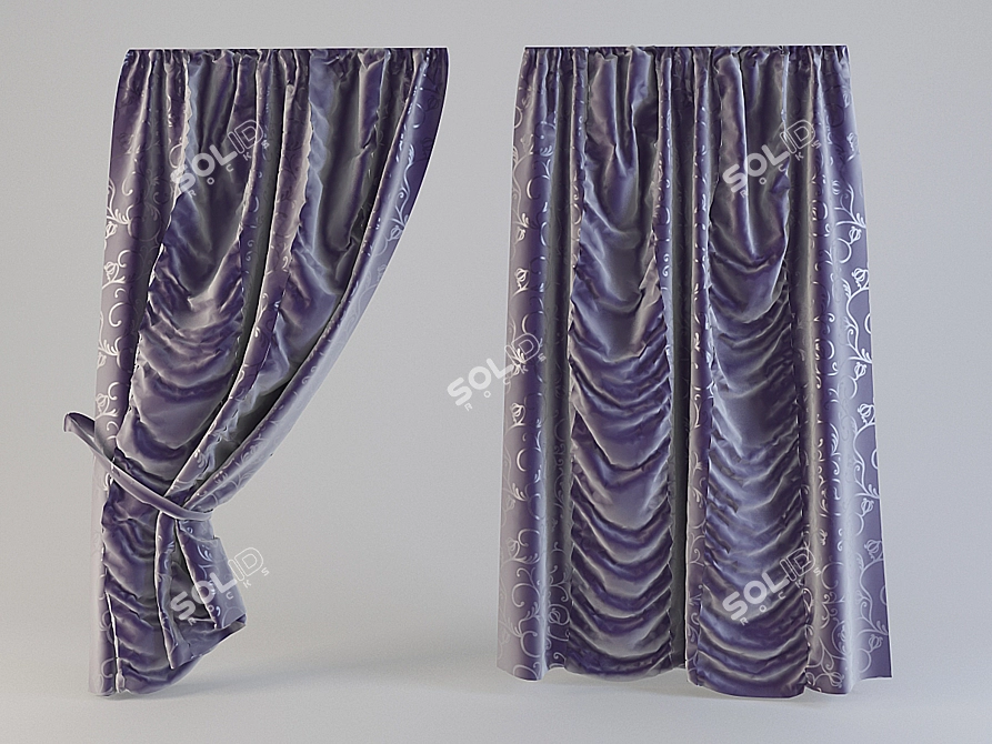 Modern Style Curtains (Set of 6) 3D model image 1