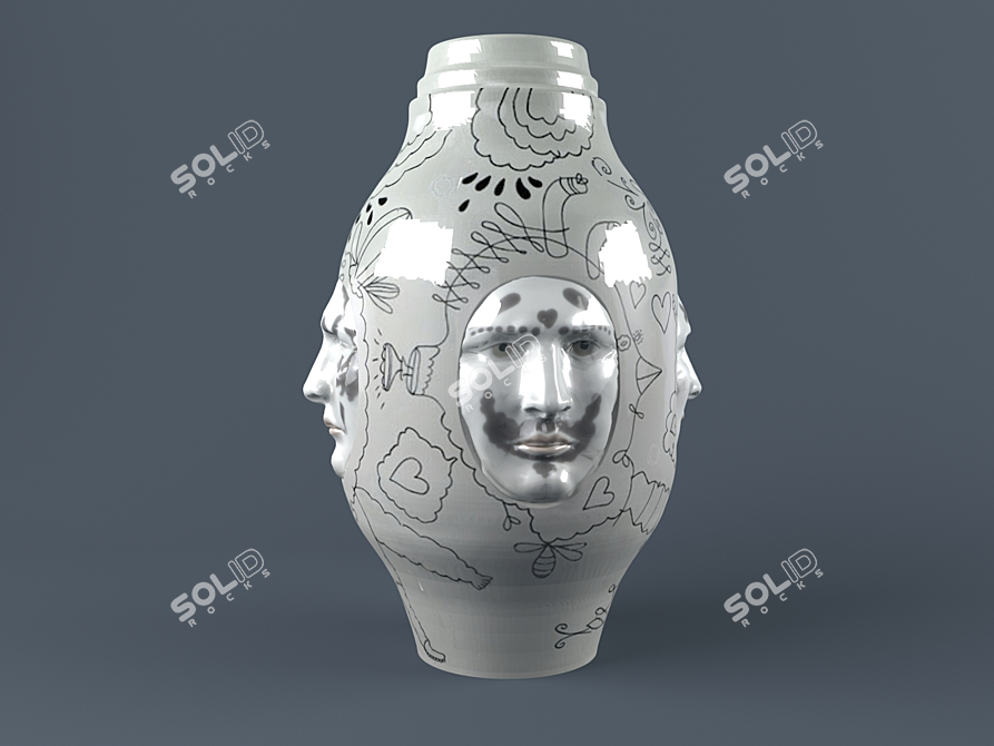 Vintage Love Vase 3D model image 1