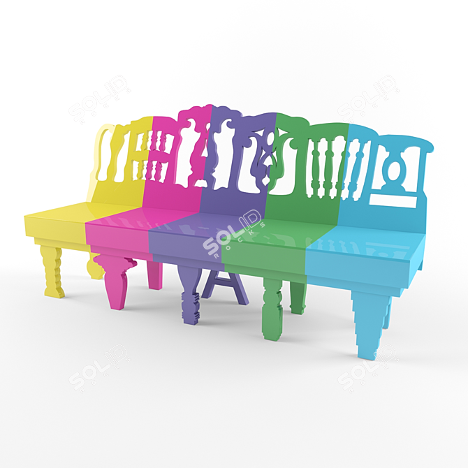 Sweet Seat: Lollipop-Inspired Bench 3D model image 1