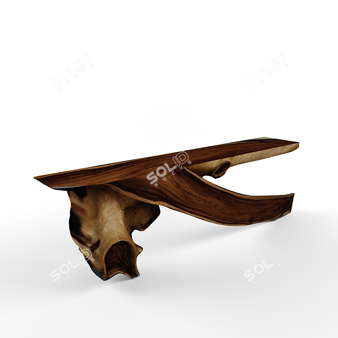 Natural Wood Console Table 3D model image 1