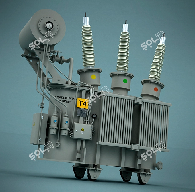 High Voltage Transformer 3D model image 1