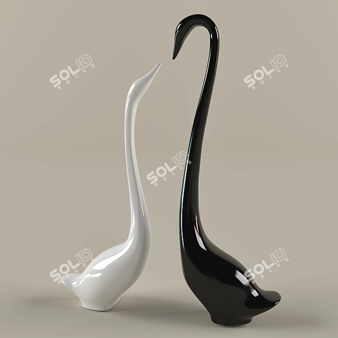 Elegant Swan Sculpture - Symbol of Femininity and Masculinity 3D model image 1