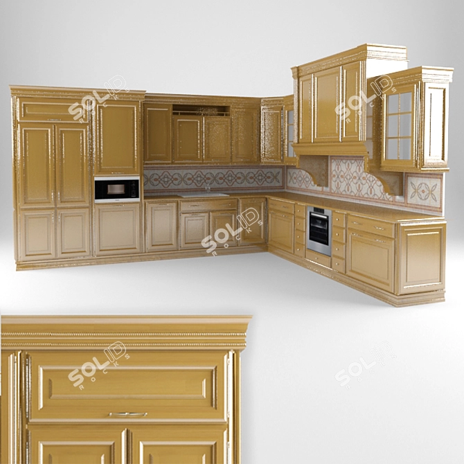 Elegant Brummel Kitchen 3D model image 1