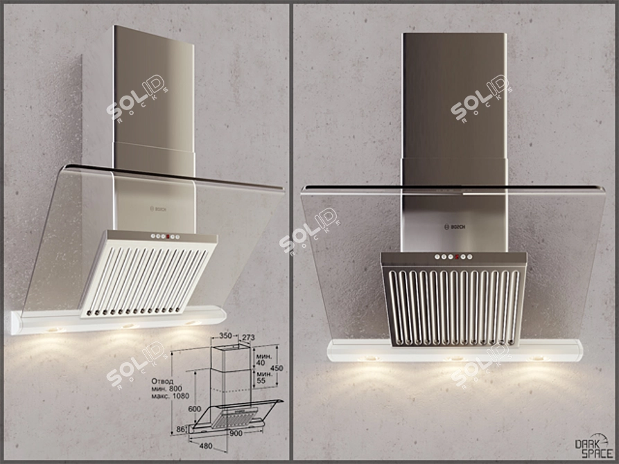 Bosch DWK096650: Wall-Mounted Extractor Hood 3D model image 1