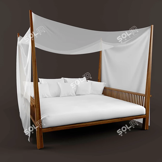 Canopy Daybed: Luxurious Outdoor Relaxation 3D model image 1