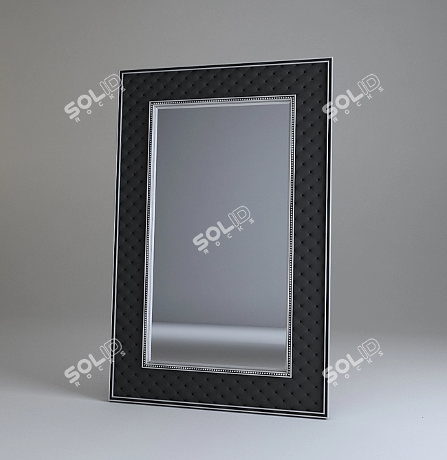 Stylish Floor Mirror in Quilted Leather 3D model image 1