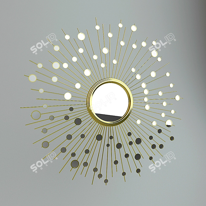 Sunburst Round Mirror with Seashell Accents 3D model image 1